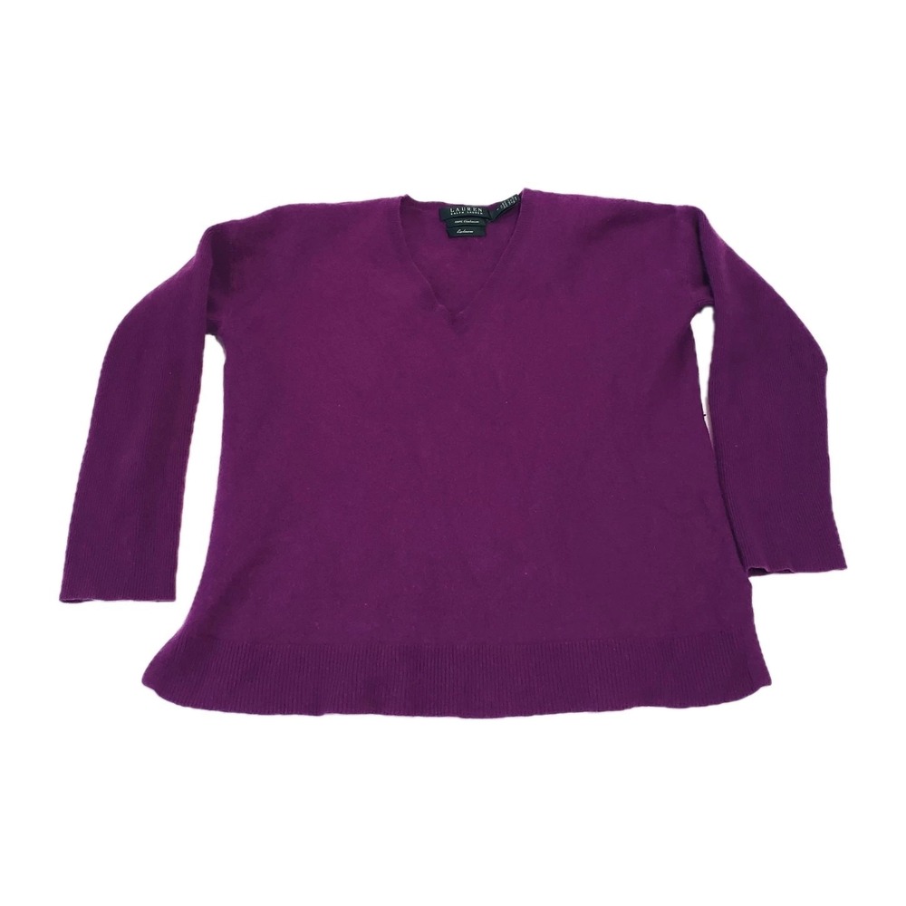 Ralph Lauren Exclusive 100% Cashmere Violet Purple Sweater Women Sz 1X SHRUNKEN